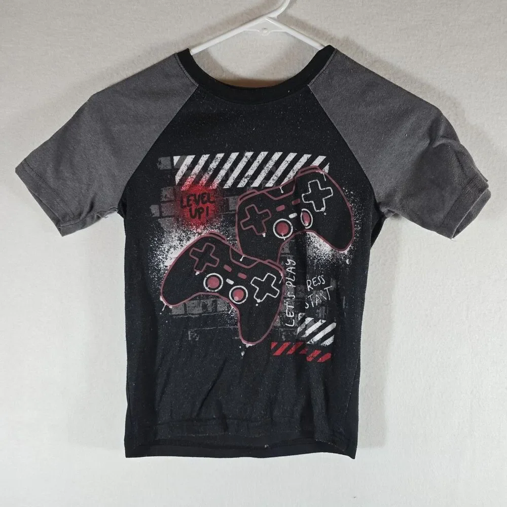 Wonder Nation Boys Black Gray Short Sleeve Pajamas Set Size Small 6/7